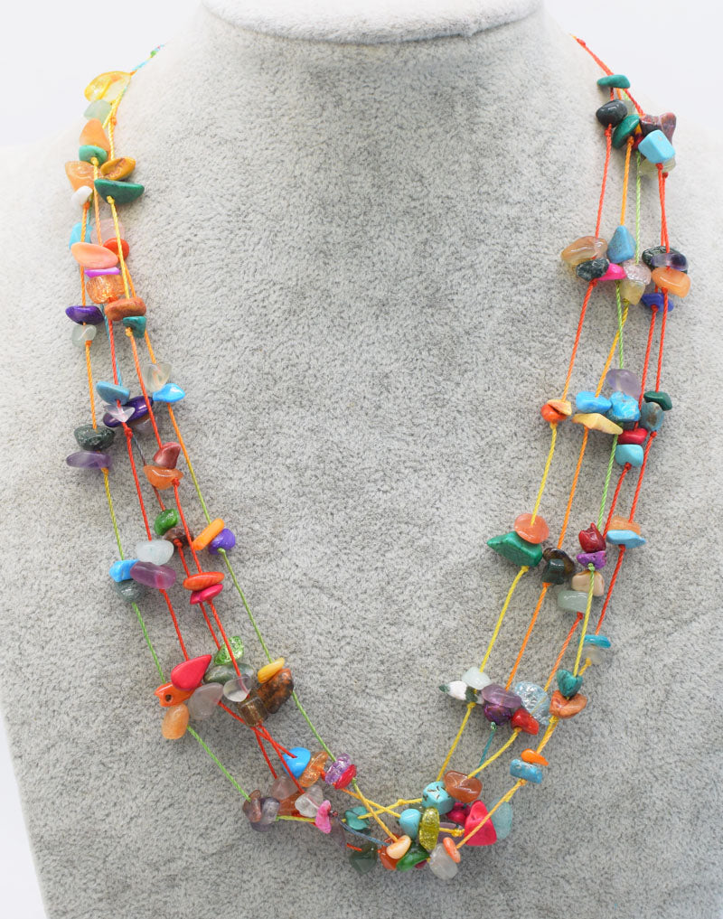 5rows mix-stones baroque necklace 18inch wholesale beads nature