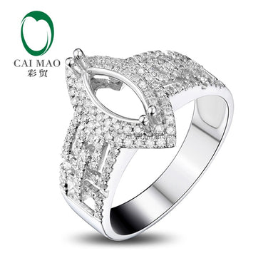 5x12mm Marquise 14ct Gold Natural 0.56ctw Diamond Semi Mount Settings Ring