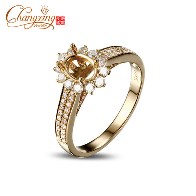 5x7mm Oval Cut Real 14k Gold 0.68ct Round Cut Diamond Engagement Semi Mount Ring