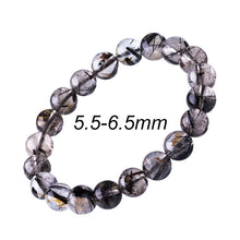 Load image into Gallery viewer, 6-12mm Black Rutilated Quartz Mens Bracelets 2017 Natural Stone Women Bracelet Round Unisex Jewelry Bracelets