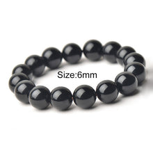 Load image into Gallery viewer, 6-14mm Brazil Crystal Rockcrystal Black Crystal Bracelet Male Round Beads Bracelet Mens Bracelet
