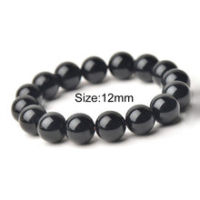 Load image into Gallery viewer, 6-14mm Brazil Crystal Rockcrystal Black Crystal Bracelet Male Round Beads Bracelet Mens Bracelet
