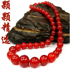 6-14mm Natural Red Agate Tower Chian Round Beads Necklace Jewelry Fine Beaded Necklace Jewelry For Women Gift With Certificate