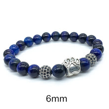 Load image into Gallery viewer, 6/8/10mm Blue Tiger Eye Dog Bracelet For Men AAA Zircon Pitbull Dog Paw Beads Bracelet Man Male Natural Stone Bracelet Femme