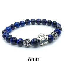 Load image into Gallery viewer, 6/8/10mm Blue Tiger Eye Dog Bracelet For Men AAA Zircon Pitbull Dog Paw Beads Bracelet Man Male Natural Stone Bracelet Femme