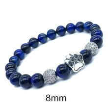Load image into Gallery viewer, 6/8/10mm Blue Tiger Eye Dog Bracelet For Men AAA Zircon Pitbull Dog Paw Beads Bracelet Man Male Natural Stone Bracelet Femme