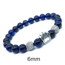 Load image into Gallery viewer, 6/8/10mm Blue Tiger Eye Dog Bracelet For Men AAA Zircon Pitbull Dog Paw Beads Bracelet Man Male Natural Stone Bracelet Femme