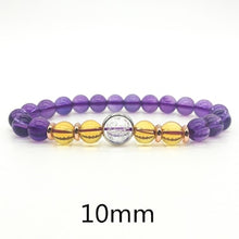 Load image into Gallery viewer, 6/8/10mm Citrine Beads Bracelet Ladies Amethyst Natural Stone Bracelet For Men Rope Real Silver Bracelet For Women Hand