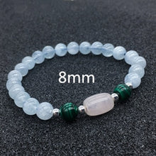Load image into Gallery viewer, 6/8/10mm Natural Aquamarine Beads Bracelet Couple Crystal Aquamarine Bracelet For Women Hand Lapis Stone Bracelet Homme
