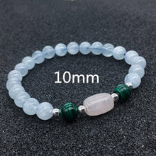 Load image into Gallery viewer, 6/8/10mm Natural Aquamarine Beads Bracelet Couple Crystal Aquamarine Bracelet For Women Hand Lapis Stone Bracelet Homme