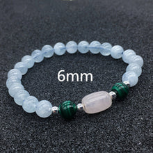Load image into Gallery viewer, 6/8/10mm Natural Aquamarine Beads Bracelet Couple Crystal Aquamarine Bracelet For Women Hand Lapis Stone Bracelet Homme