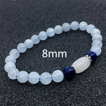 Load image into Gallery viewer, 6/8/10mm Natural Aquamarine Beads Bracelet Couple Crystal Aquamarine Bracelet For Women Hand Lapis Stone Bracelet Homme
