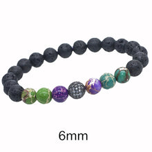 Carica l'immagine nel visualizzatore di Gallery, Bracciale in pietra lavica da donna con perline di citrino naturale da 6/8 / 10mm Bracciale in pietra naturale con ametista per uomo 