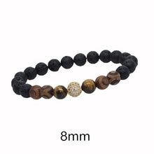 Carica l'immagine nel visualizzatore di Gallery, Bracciale in pietra lavica da donna con perline di citrino naturale da 6/8 / 10mm Bracciale in pietra naturale con ametista per uomo 