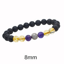 Carica l'immagine nel visualizzatore di Gallery, Bracciale in pietra lavica da donna con perline di citrino naturale da 6/8 / 10mm Bracciale in pietra naturale con ametista per uomo 