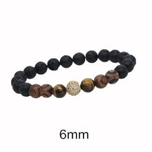 Carica l'immagine nel visualizzatore di Gallery, Bracciale in pietra lavica da donna con perline di citrino naturale da 6/8 / 10mm Bracciale in pietra naturale con ametista per uomo 