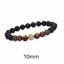 Carica l'immagine nel visualizzatore di Gallery, Bracciale in pietra lavica da donna con perline di citrino naturale da 6/8 / 10mm Bracciale in pietra naturale con ametista per uomo 