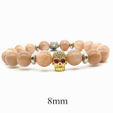 Carica l'immagine nel visualizzatore di Gallery, 6/8 / 10mm Braccialetti da uomo in agata viola naturale per ragazze Bracciale con perline in pietra solare Bracciale con teschio in pietra da donna Homme 2018 