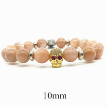 Carica l'immagine nel visualizzatore di Gallery, 6/8 / 10mm Braccialetti da uomo in agata viola naturale per ragazze Bracciale con perline in pietra solare Bracciale con teschio in pietra da donna Homme 2018 