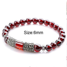 Carica l'immagine nel visualizzatore di Gallery, Bracciale in argento 6-8mm Bracciale in granato naturale da donna Bracciale in pietra rossa vino Braccialetti Braccialetti per donna Pulsera Hombre 