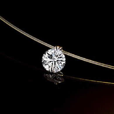 6/8mm Silver Color Zircon Necklace Transparent Fish Line Simple Pendant Necklace Jewelry For Women