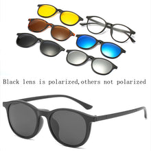 Load image into Gallery viewer, 6 In 1 Custom Men Women Polarized Optical Magnetic Sunglasses Clip Magnet Clip on Sunglasses Polaroid Clip on Sun Glasses Frame