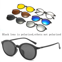 Load image into Gallery viewer, 6 In 1 Custom Men Women Polarized Optical Magnetic Sunglasses Clip Magnet Clip on Sunglasses Polaroid Clip on Sun Glasses Frame