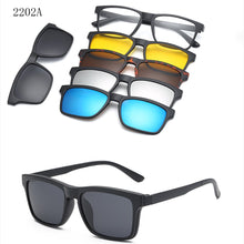 Load image into Gallery viewer, 6 In 1 Custom Men Women Polarized Optical Magnetic Sunglasses Clip Magnet Clip on Sunglasses Polaroid Clip on Sun Glasses Frame