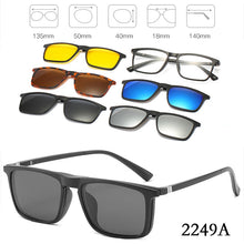 Load image into Gallery viewer, 6 In 1 Custom Men Women Polarized Optical Magnetic Sunglasses Clip Magnet Clip on Sunglasses Polaroid Clip on Sun Glasses Frame
