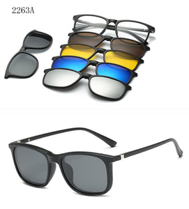 6 In 1 Custom Men Women Polarized Optical Magnetic Sunglasses Clip Magnet Clip on Sunglasses Polaroid Clip on Sun Glasses Frame