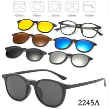 Load image into Gallery viewer, 6 In 1 Custom Men Women Polarized Optical Magnetic Sunglasses Clip Magnet Clip on Sunglasses Polaroid Clip on Sun Glasses Frame