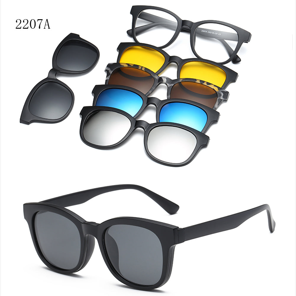 6 In 1 Custom Men Women Polarized Optical Magnetic Sunglasses Clip Magnet Clip on Sunglasses Polaroid Clip on Sun Glasses Frame