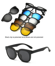Load image into Gallery viewer, 6 In 1 Custom Men Women Polarized Optical Magnetic Sunglasses Clip Magnet Clip on Sunglasses Polaroid Clip on Sun Glasses Frame