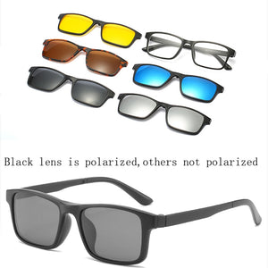 6 In 1 Custom Men Women Polarized Optical Magnetic Sunglasses Clip Magnet Clip on Sunglasses Polaroid Clip on Sun Glasses Frame