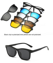 Load image into Gallery viewer, 6 In 1 Custom Men Women Polarized Optical Magnetic Sunglasses Clip Magnet Clip on Sunglasses Polaroid Clip on Sun Glasses Frame