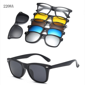 6 In 1 Custom Men Women Polarized Optical Magnetic Sunglasses Clip Magnet Clip on Sunglasses Polaroid Clip on Sun Glasses Frame
