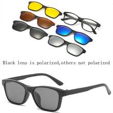 Load image into Gallery viewer, 6 In 1 Custom Men Women Polarized Optical Magnetic Sunglasses Clip Magnet Clip on Sunglasses Polaroid Clip on Sun Glasses Frame