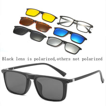 Load image into Gallery viewer, 6 In 1 Custom Men Women Polarized Optical Magnetic Sunglasses Clip Magnet Clip on Sunglasses Polaroid Clip on Sun Glasses Frame