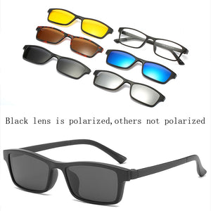 6 In 1 Custom Men Women Polarized Optical Magnetic Sunglasses Clip Magnet Clip on Sunglasses Polaroid Clip on Sun Glasses Frame