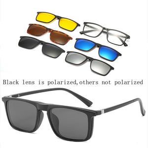 6 In 1 Custom Men Women Polarized Optical Magnetic Sunglasses Clip Magnet Clip on Sunglasses Polaroid Clip on Sun Glasses Frame