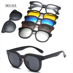 6 In 1 Custom Men Women Polarized Optical Magnetic Sunglasses Clip Magnet Clip on Sunglasses Polaroid Clip on Sun Glasses Frame