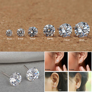 6 Pair /Set Fashion Women Girl Silver Zircon Crystal Rhinestone Ear Stud Earrings Shiny Simple Party Earring Jewelry 6 size