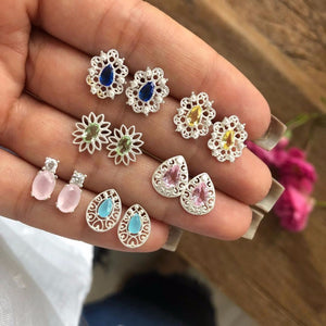6 Pairs colourful Earrings Set Earrings Cute Creative Earrings Women Point Rhinestone Oil Earrings Jewelry Wholesale