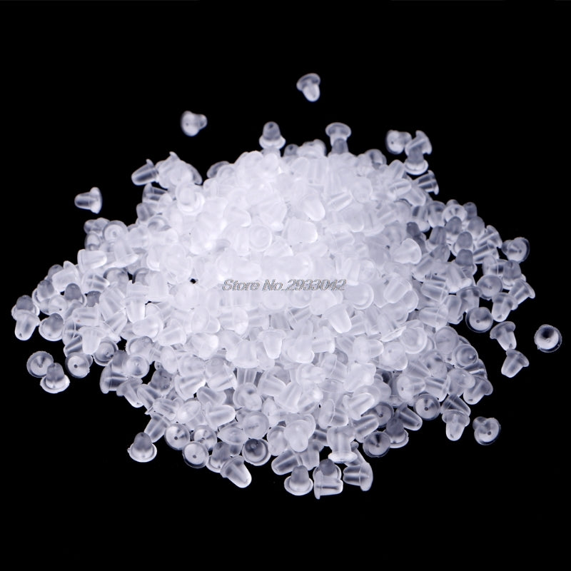 600Pcs Soft Rubber Back Stoppers Ear Post Nuts Earring Jewelry Findings Clear -W128