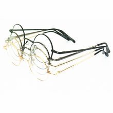 Load image into Gallery viewer, 60s Vintage 37mm small Round Eyeglass Frames Spring Hinges myopia Rx able Glasses Spectacles come with clear lenses