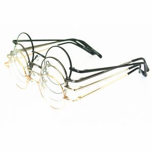 60s Vintage 37mm small Round Eyeglass Frames Spring Hinges myopia Rx able Glasses Spectacles come with clear lenses