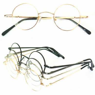 60s Vintage 37mm small Round Eyeglass Frames Spring Hinges myopia Rx able Glasses Spectacles come with clear lenses