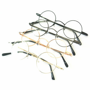 60s Vintage 37mm small Round Eyeglass Frames Spring Hinges myopia Rx able Glasses Spectacles come with clear lenses