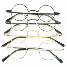 Load image into Gallery viewer, 60s Vintage 37mm small Round Eyeglass Frames Spring Hinges myopia Rx able Glasses Spectacles come with clear lenses