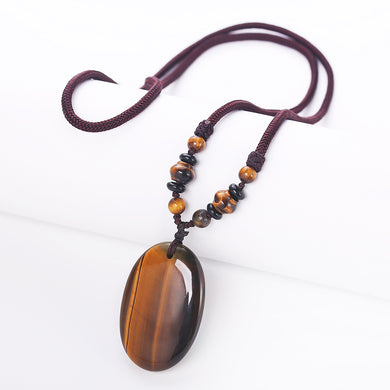 Collana con ciondolo in pietra di ossidiana nera con pietra naturale da 65 cm, con ciondolo in pietra, amuleto fortunato, agata di cristallo, guarigione, ambra, yoga 